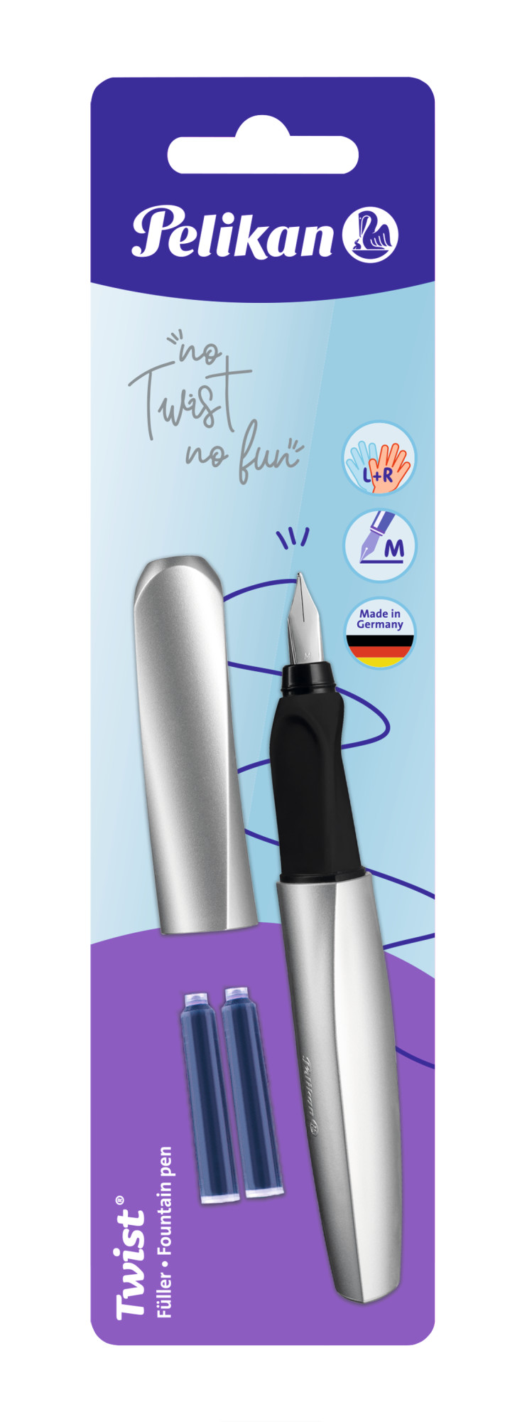 Pióro wieczne Pelikan Twist P457 M srebrne +2 naboje Pelikan