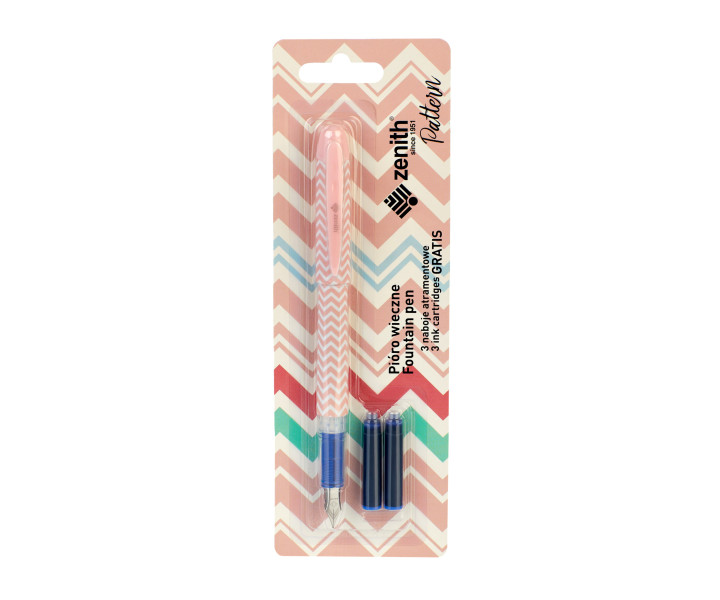Pióro wieczne Zenith pattern na blistrze + 3 naboje atramentowe
