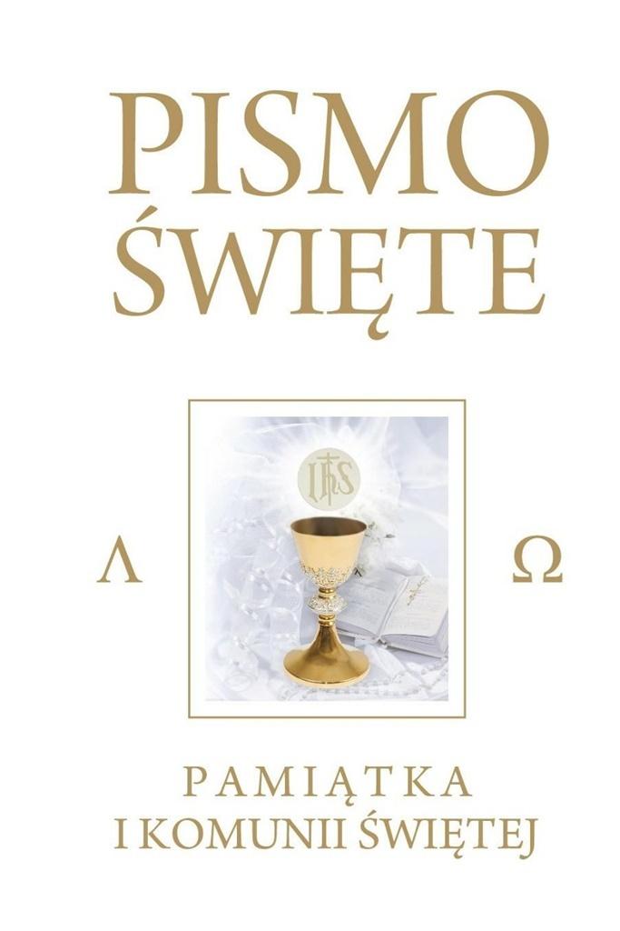 Pismo Święte białe Pamiątka I Komunii Świętej