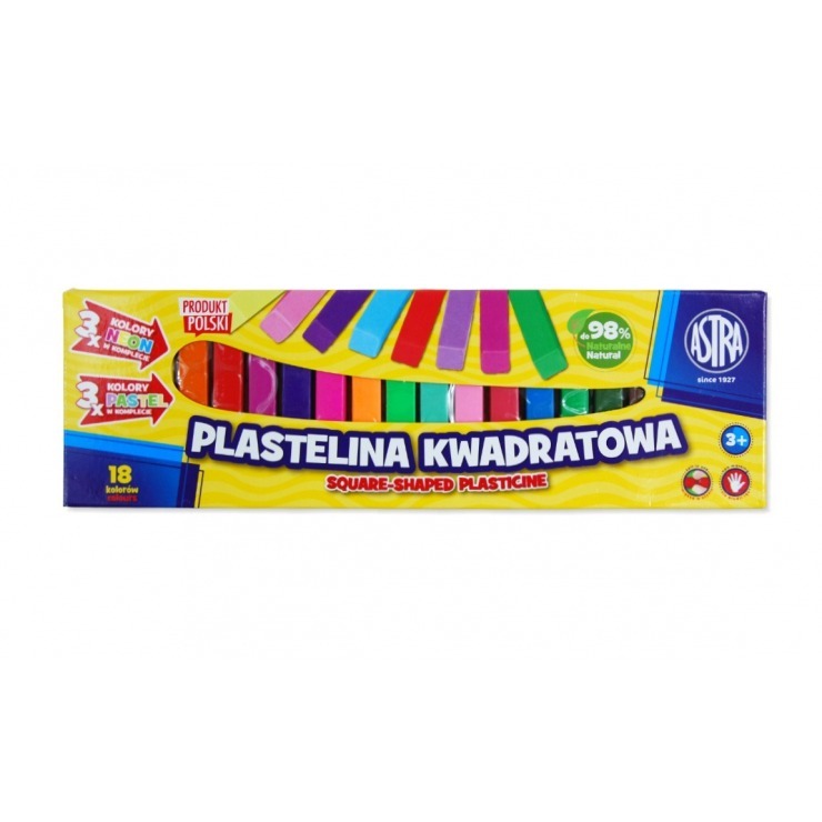 Plastelina kwadratowa Astra 18 kolorów