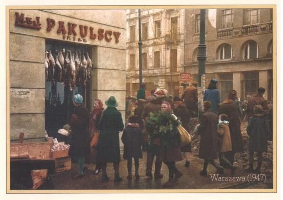 Pocztówka Warszawa 1947 Sklep kolonialny