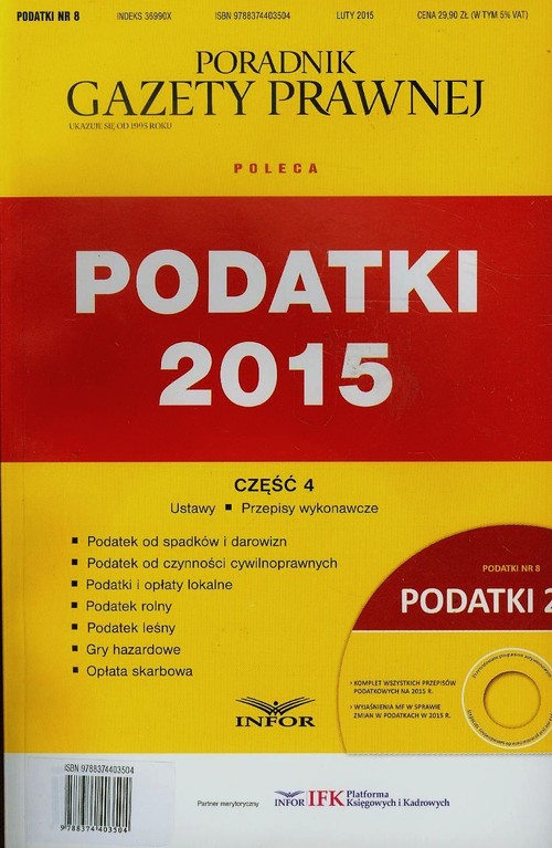 Podatki. Nr 8. Podatki 2015. Część 4 (+CD)