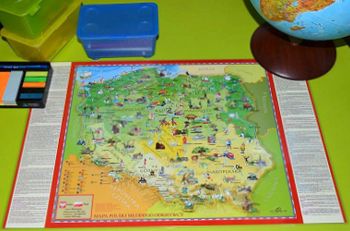 Podkładka na biurko + pisak dwustronna mapa Polski młodego odkrywcy