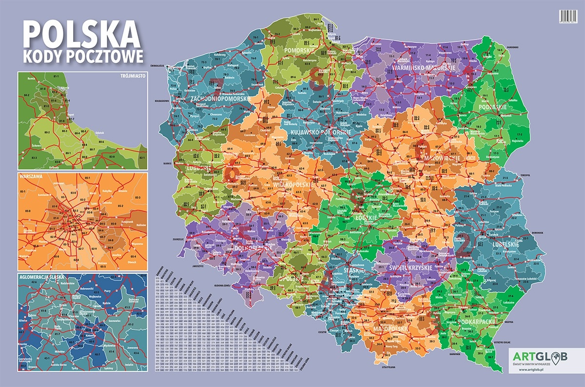 Podkładka na biurko Polska kody pocztowe