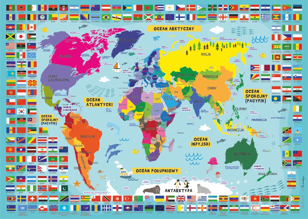 Podkładka podkładka na biurko dwustronna B3 Świat