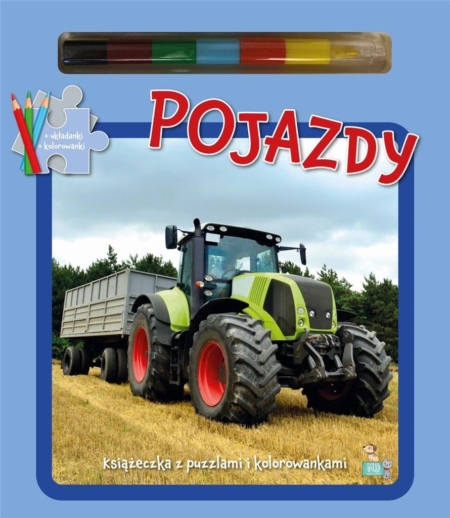 Pojazdy. Książeczki z puzzlami, kolorowankami i kolorową kredką