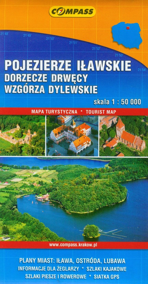Pojezierze iławskie - dorzecze drwęcy - wzgórza dylewskie. Mapa w skali 1 : 50 000