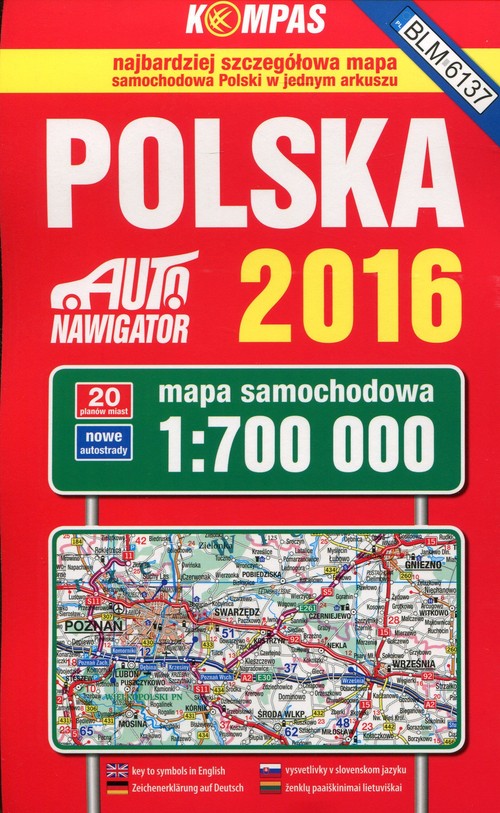 Polska 2016 Mapa samochodowa 1:700 000