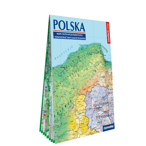 Polska Mapa ogólnogeograficzna i administracyjno-samochodowa laminowana mapa XXL 1:1 000 000