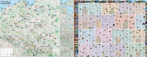 Polska Mapa ścienna atrakcji turystycznych listwa