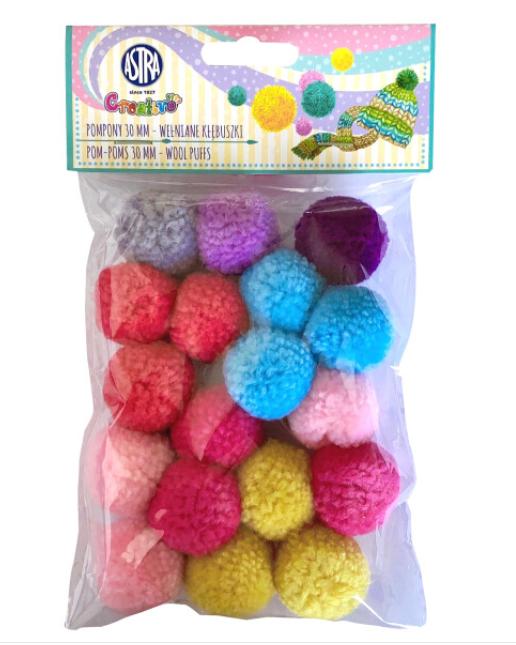 Pompony dekoracyjne Astra Wełniane kłębuszki 30 mm