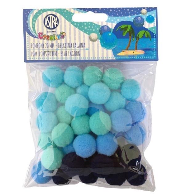 Pompony dekoracyjne Błękitna laguna 20 mm