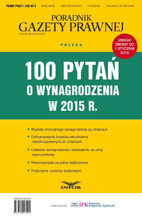 Prawo pracy i ZUS. Nr 2. 100 pytań o wynagrodzenia w 2015 r.