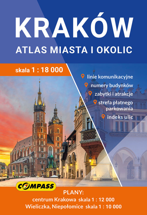 Przewodnik Kraków atlas miasta i okolic skala 1:18 000
