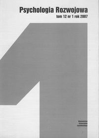Psychologia rozwoju T.12 nr 1 rok 2007