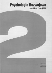 Psychologia rozwoju Tom 12 Nr 2 rok 2007