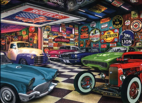 Puzzle 1000 Tea Time Garaż kolekcjonera samochodów