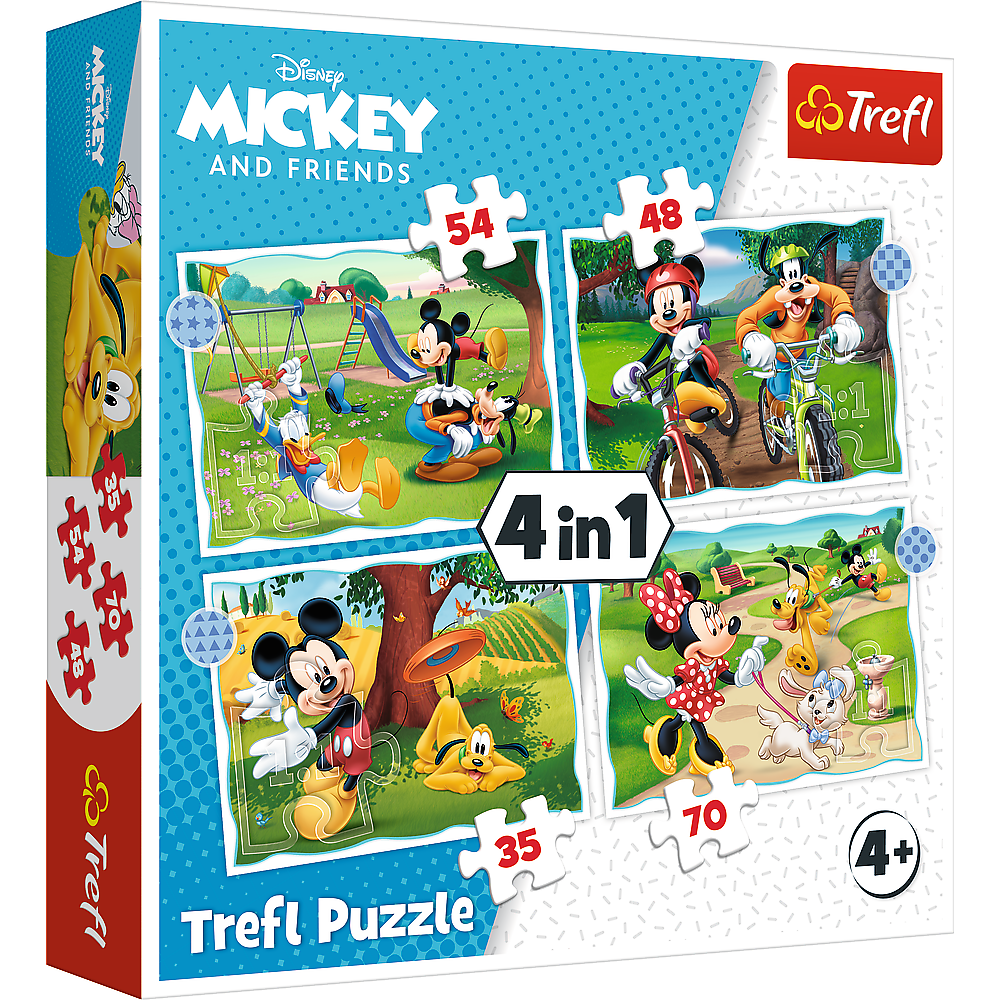 Puzzle 4w1 Fajny dzień Mickiego Disney