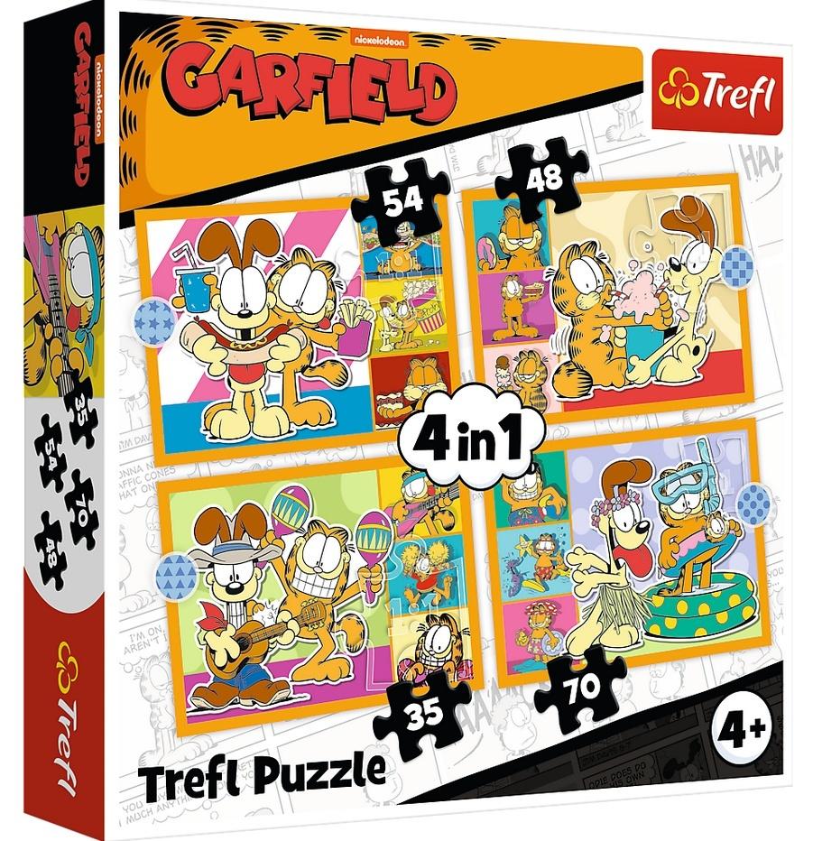 Puzzle 4w1 Garfield kocha lazanię