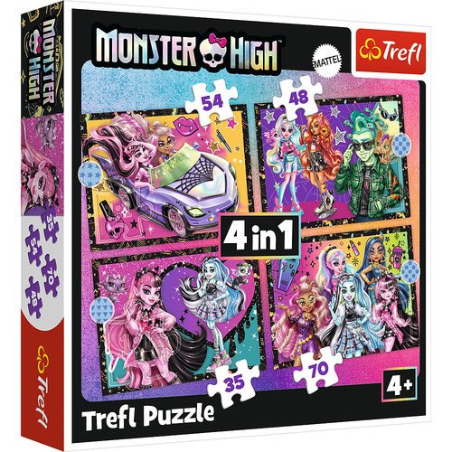 Puzzle 4w1 Monster High, Elektryzujący dzień Monster High