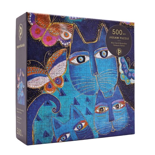 Puzzle 500 elementów Paperblanks Blue Cats & Butterflies