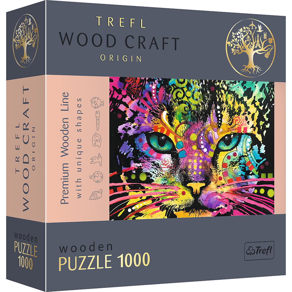 Puzzle Drewniane 1000 Kolorowy kot