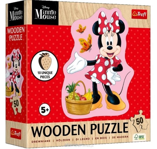 Puzzle drewniane Disney 50 konturowe Wesoła Minnie