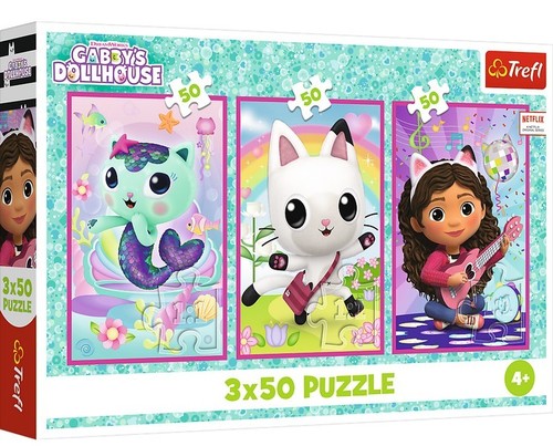 Puzzle Koci Domek Gabi Poznajcie Gabby i kotki 3 x 50