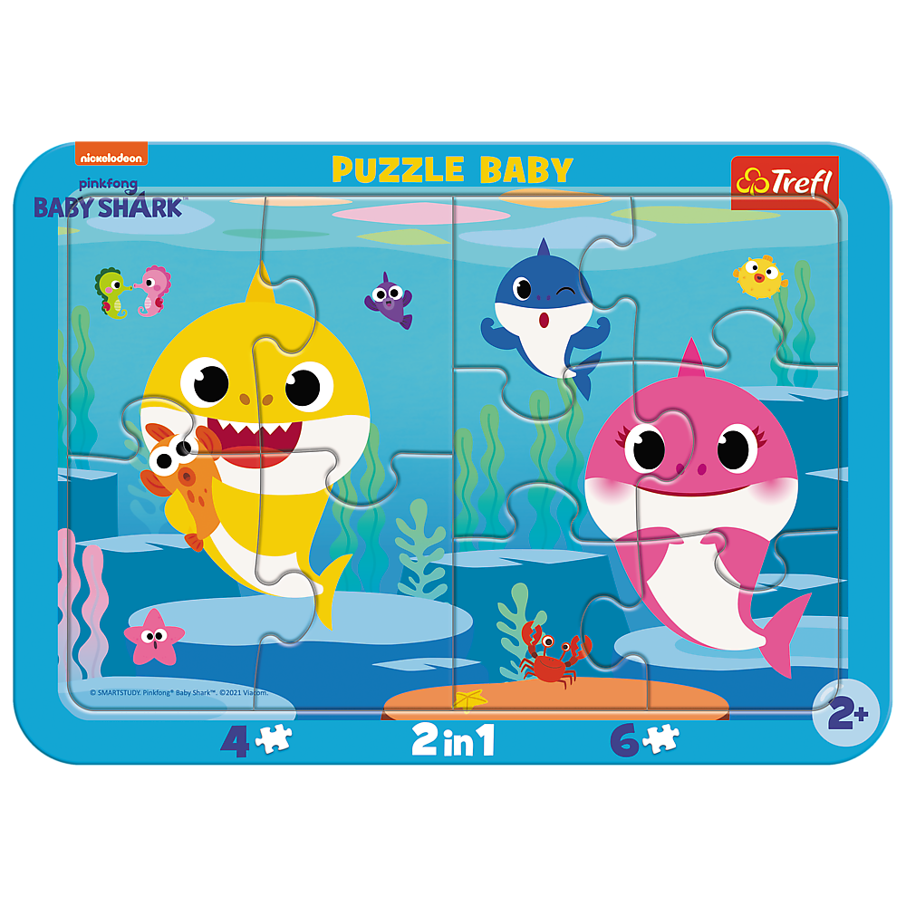 Puzzle ramkowe Baby Shark 6 el. Wesołe Rekiny