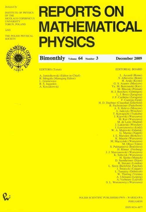 Reports on Mathematical Physics 64/3 2009