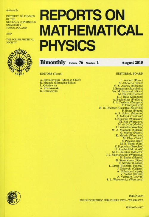 Reports on Mathematical Physics 76/1 2015 Pergamon