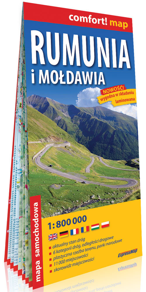 Rumunia i Mołdawia laminowana mapa samochodowa 1:800 000
