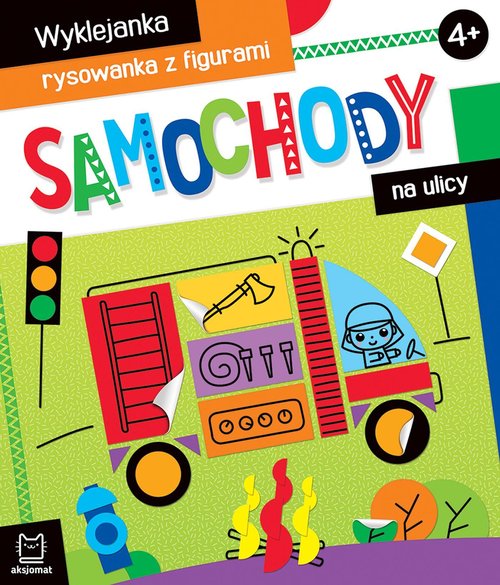 Samochody na ulicy Wyklejanka, rysowanka z figurami