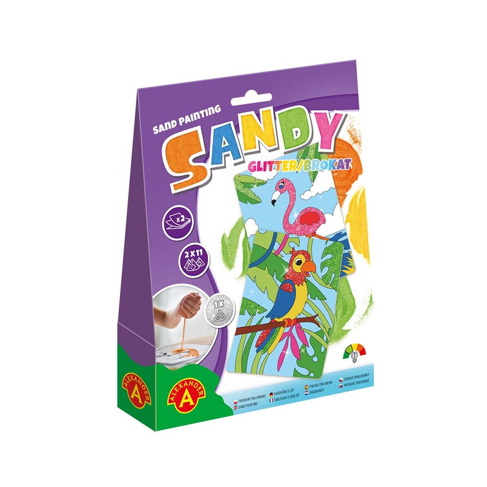 Sandy brokat Piaskowe malowanki papuga&flaming
