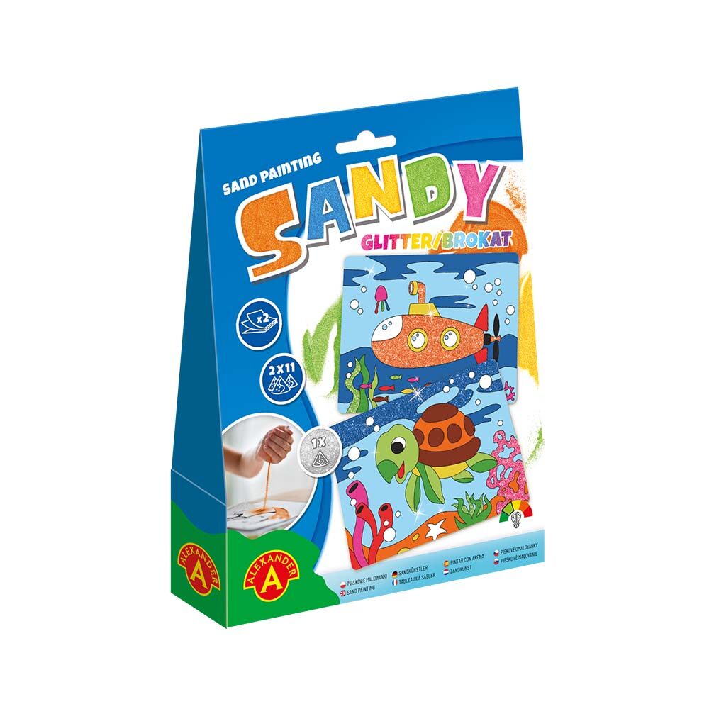 Sandy brokat Piaskowe malowanki żółw&łódź podwodna