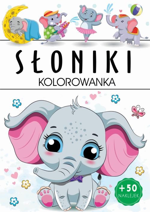 Słoniki kolorowanka