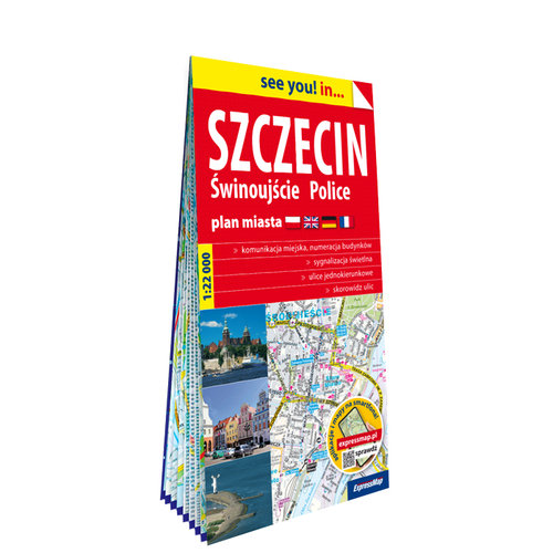 Szczecin, Świnoujście, Police; papierowy plan miasta 1:22 000