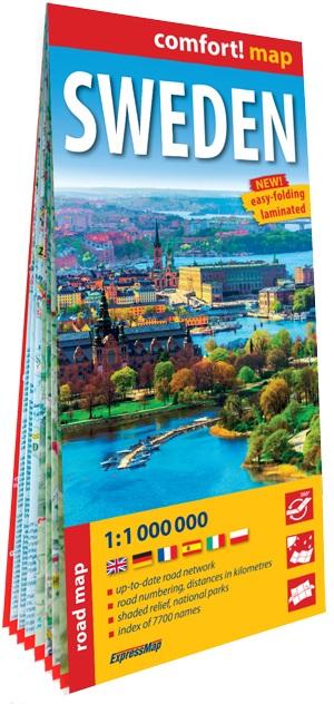 Szwecja (Sweden) laminowana mapa samochodowa 1:1 000 000