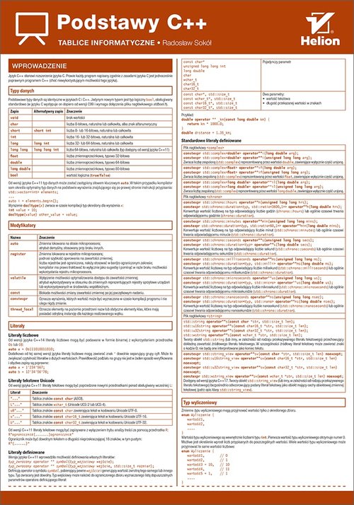 Tablice informatyczne Podstawy C++