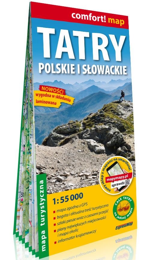 Tatry polskie i słowackie; laminowana mapa turystyczna 1:55 000