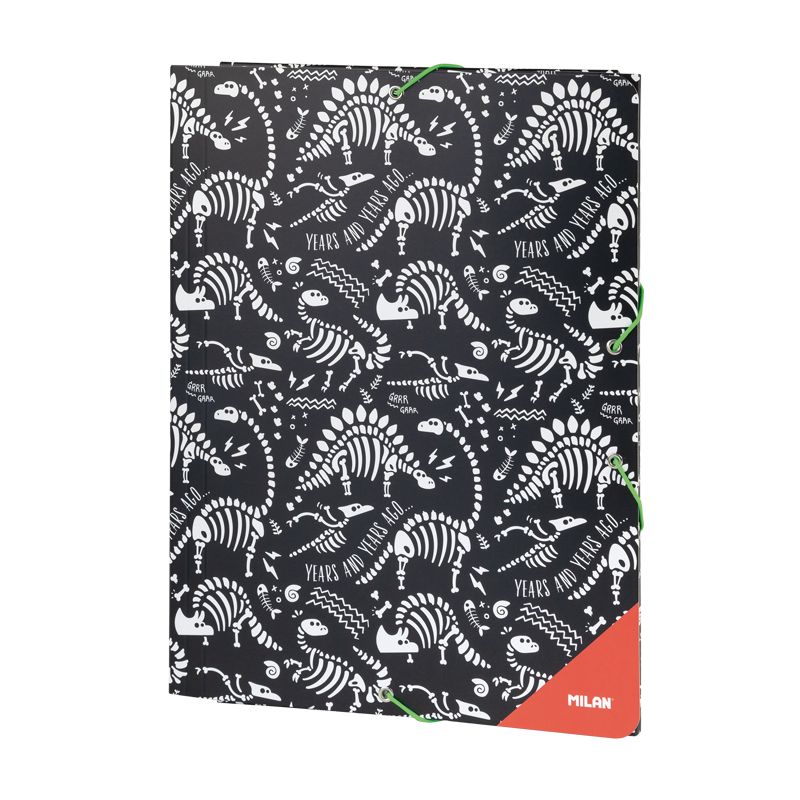 Teczka A4 Milan MILLION YEARS AGO cienka z gumką czarna