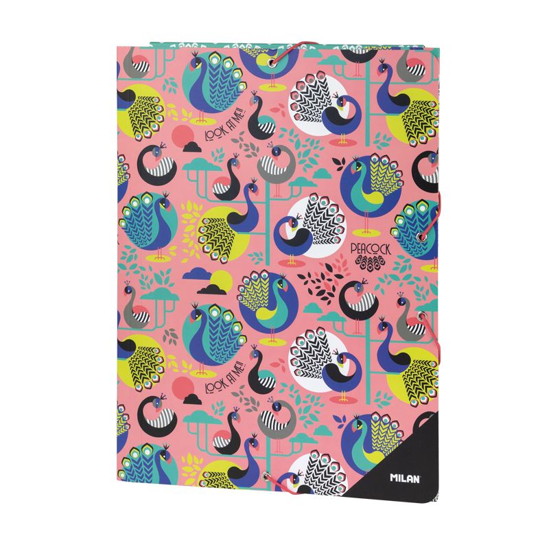 Teczka A4  Milan PEACOCK cienka z gumką różowa