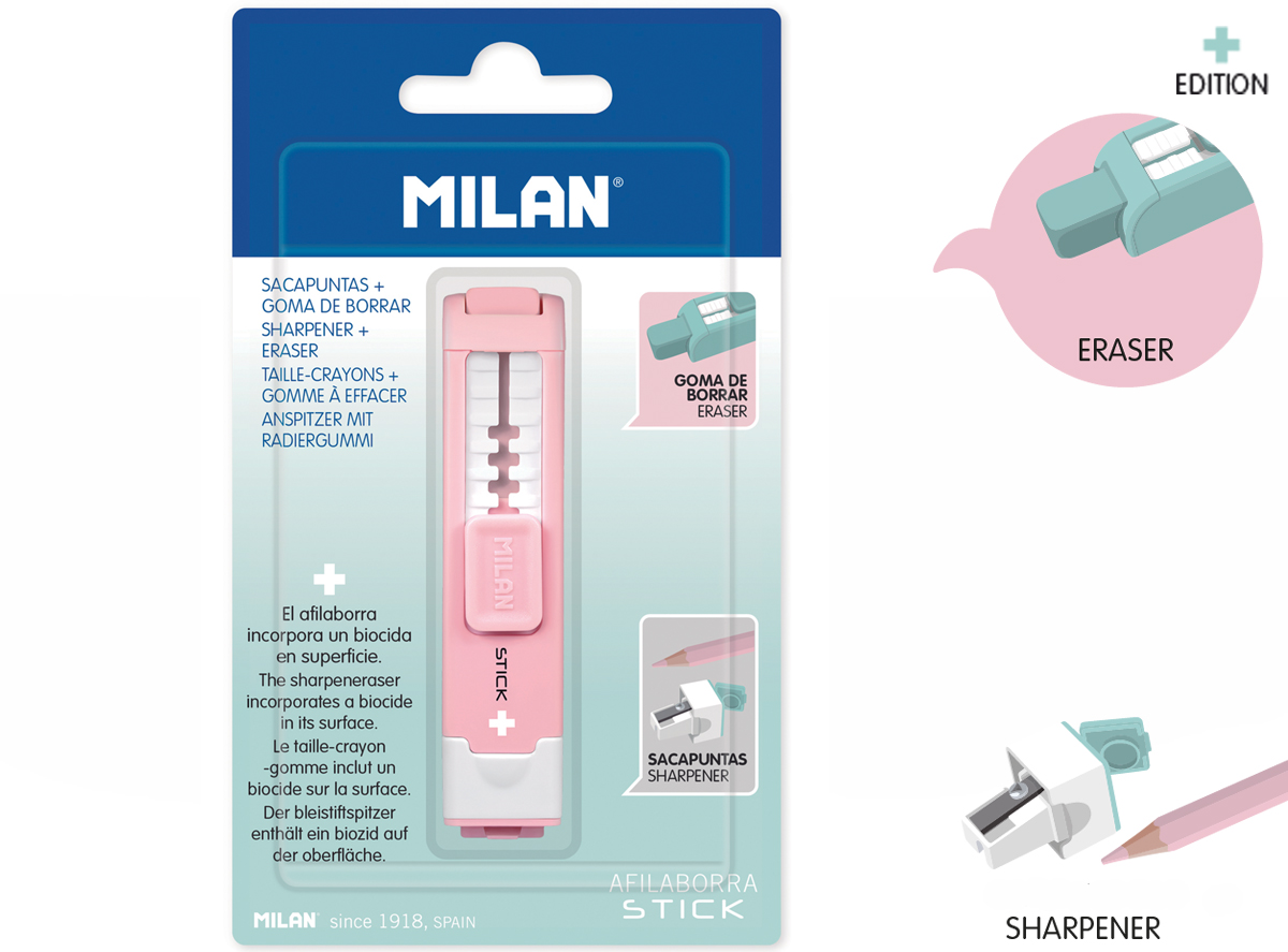 Temperówko - gumka Milan STICK + EDITION różowa na blistrze