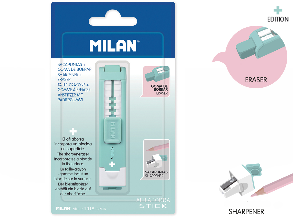 Temperówko - gumka Milan STICK + EDITION zielona na blistrze