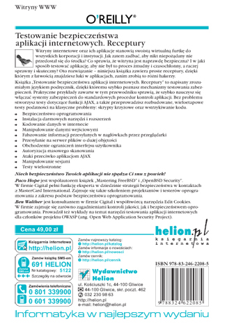 Testowanie bezpieczeństwa aplikacji internetowych. Receptury