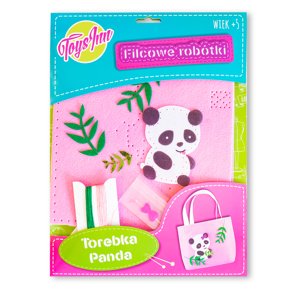 Torebka filcowa Panda różowa STN 6864