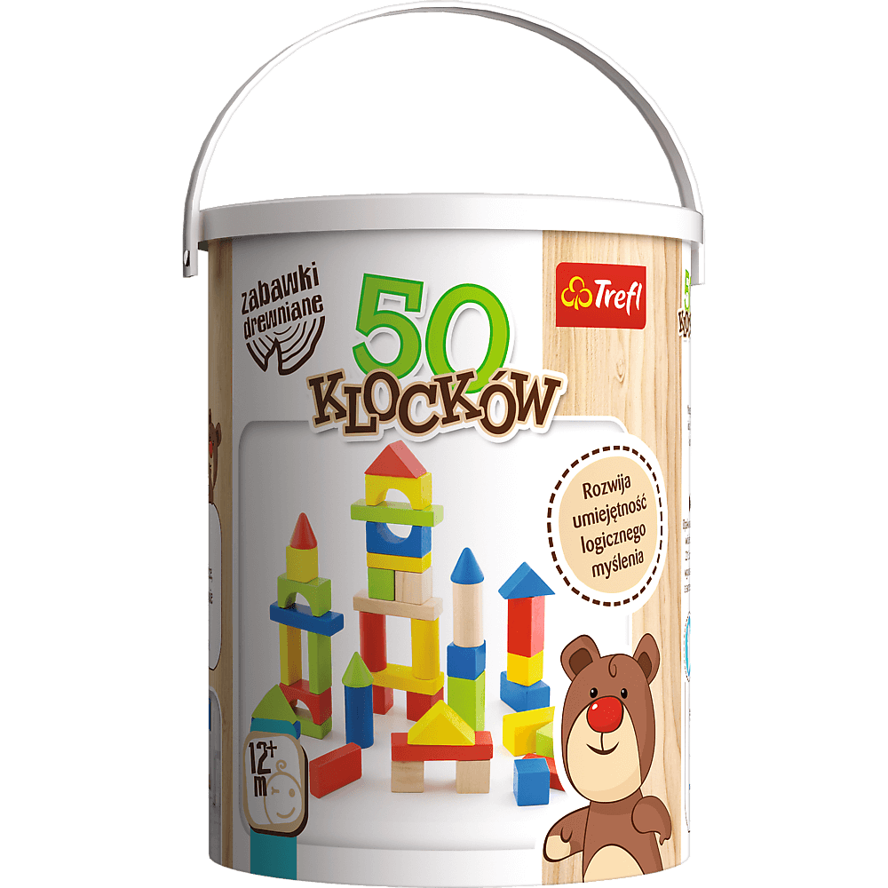 Trefl Zabawka drewniana 50 klocków