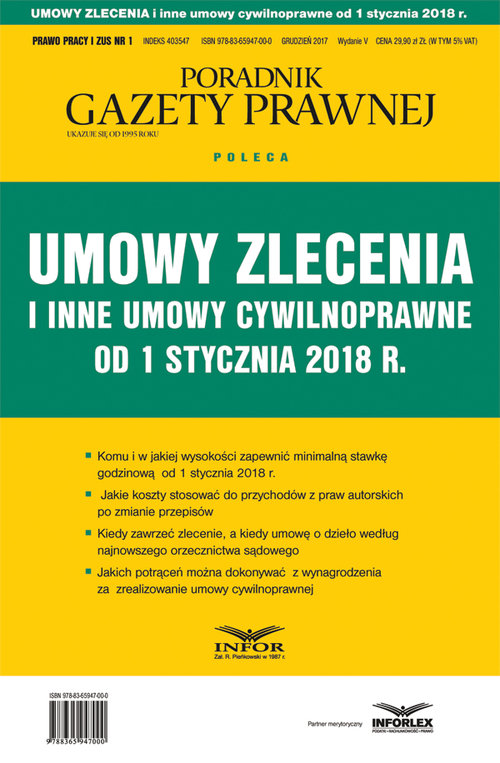 Umowy zlecenia i inne umowy cywilnoprawne od 1 stycznia 2018