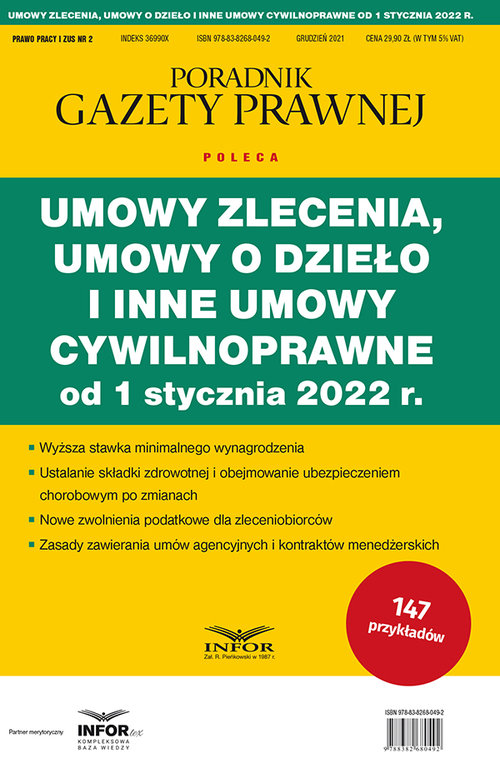 Umowy zlecenia umowy o dzieło i inne umowy cywilnoprawne od 1 stycznia 2022 r.