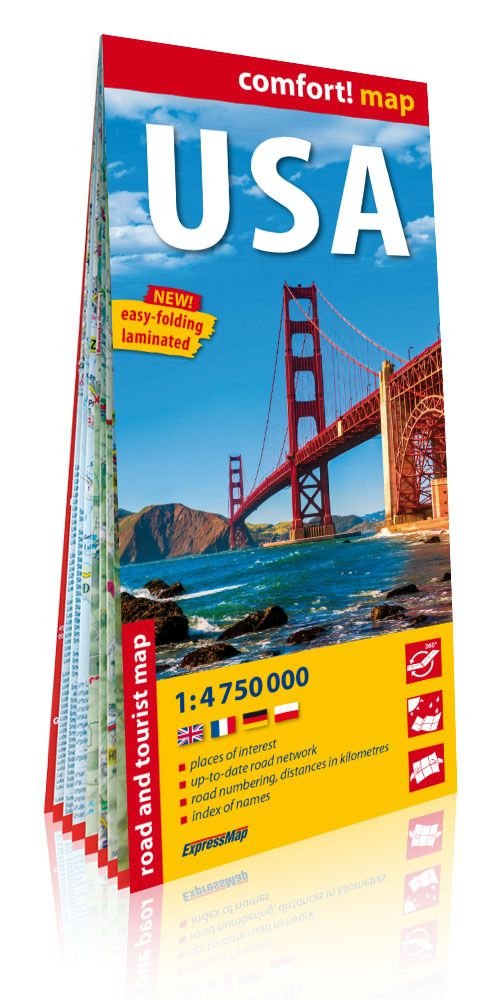 USA laminowana mapa samochodowo-turystyczna 1:4 750 000